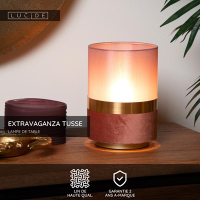 Lucide EXTRAVAGANZA TUSSE - Lampe de table - Ø 15 cm - 1xE14 - Rose